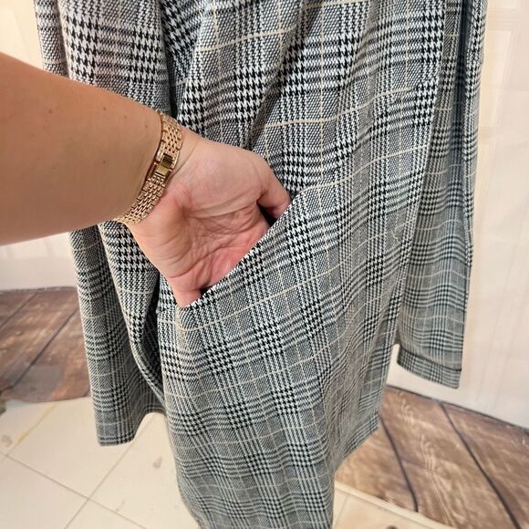 Express Gray Long Line Plaid Open Front Sweater Jacket Size XL - Picture 4 of 10